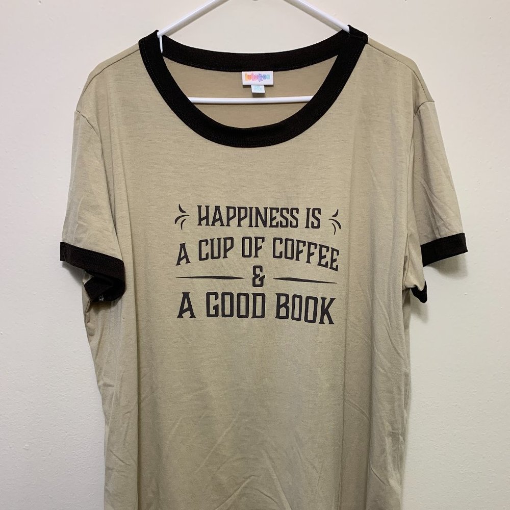 LuLaRoe Liv- Brown with Happiness is a cup of coffee and a good book